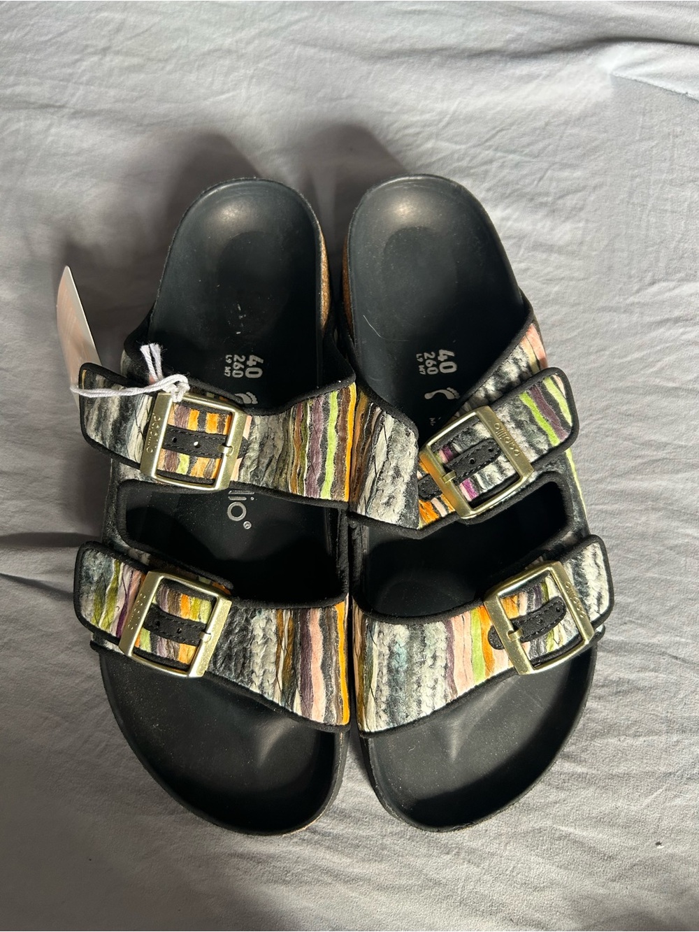 Papillio by Birkenstock Multicolor Striped Double Buckle Sandals- NWT